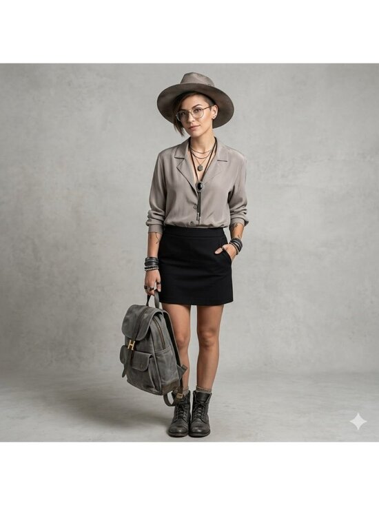 jaeger Tops - Jaeger Silk Button-Up Blouse Gray M Cropped  Vintage Pre-Owned